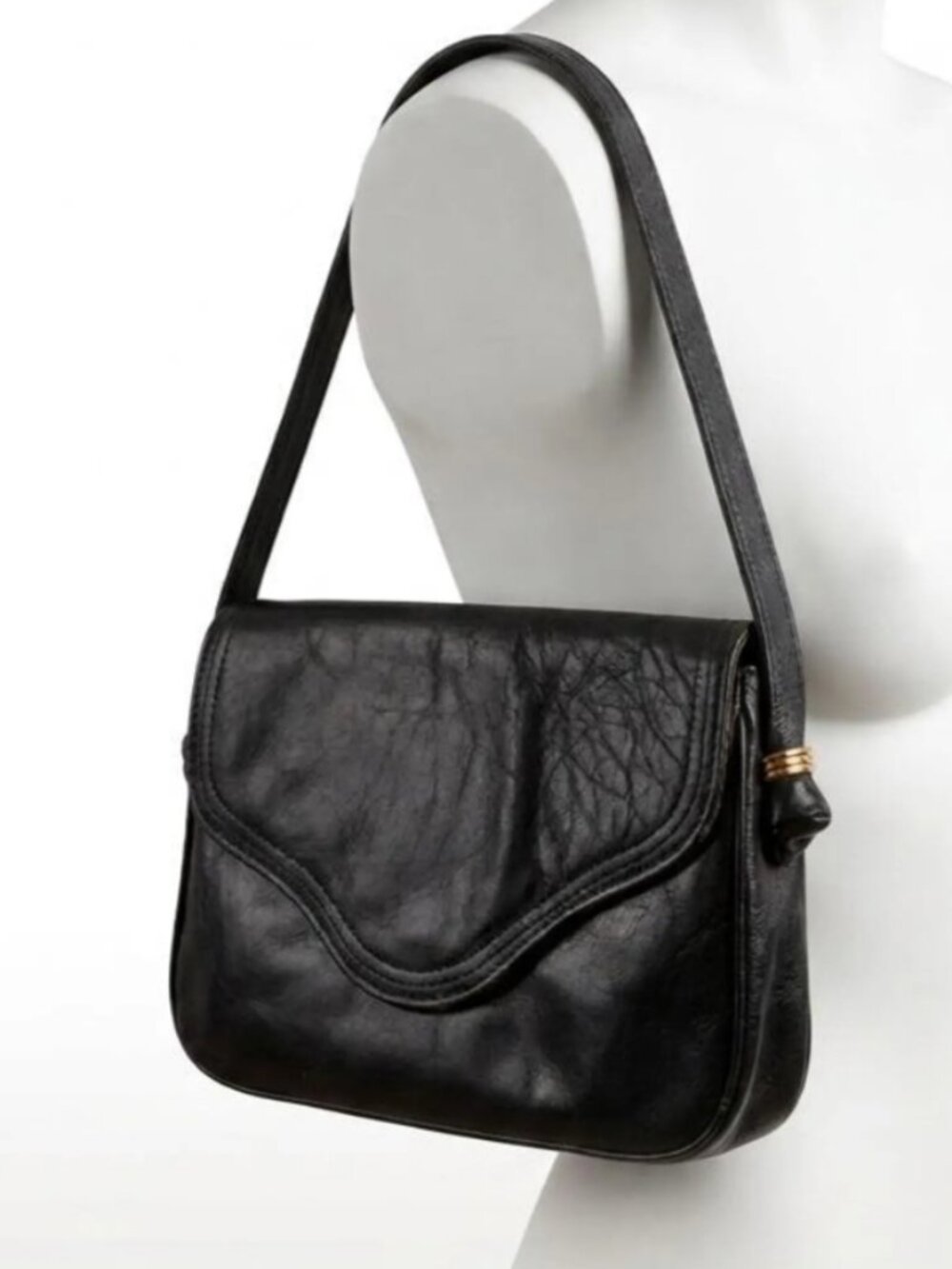 Black Italian Leather Bag Genuine Leather Small Shoulder Bag Made in Italy